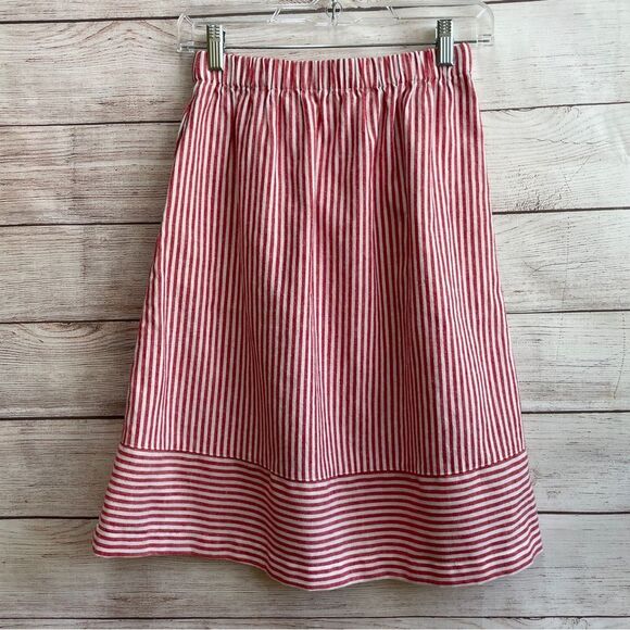 J CREW LINEN BLEND SKIRT IN RED AND WHITE STRIPES - Picture 4 of 4